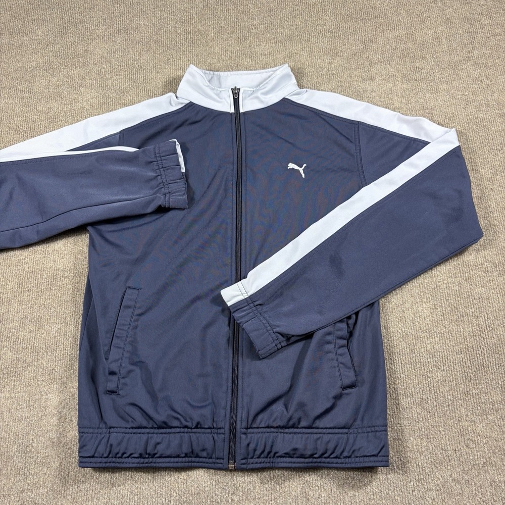 Puma Track Jacket Mens Blue S Small Tracksuit Stripe Full Zip Athletic Top Sampl - Picture 2 of 8